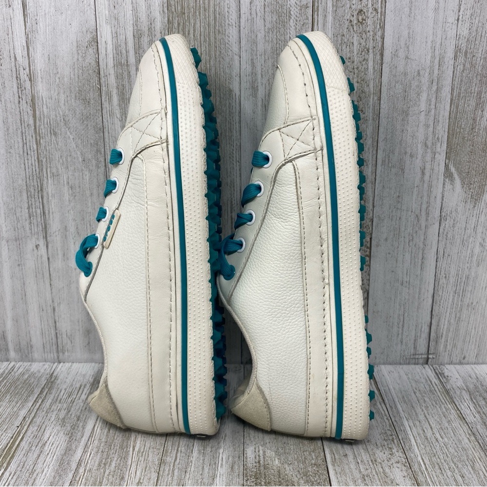 Crocs Golf Shoes Hank Haney Bradyn White Turquoise Blue Womens Size 7 - Picture 4 of 13